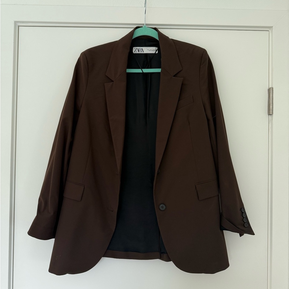 Zara brown blazer size S, black lining